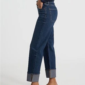 Zara Frayed Cuff Straight Jeans